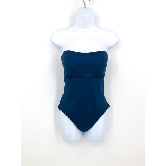 TOMMY BAHAMA Palm Modern Bandeau One-Piece Swimsuit Size 8 Blue Midnight Sea NWT - Picture 4 of 14